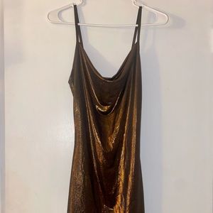 Size 4 PrettyLittleThing Metallic Bronze Strap Dress